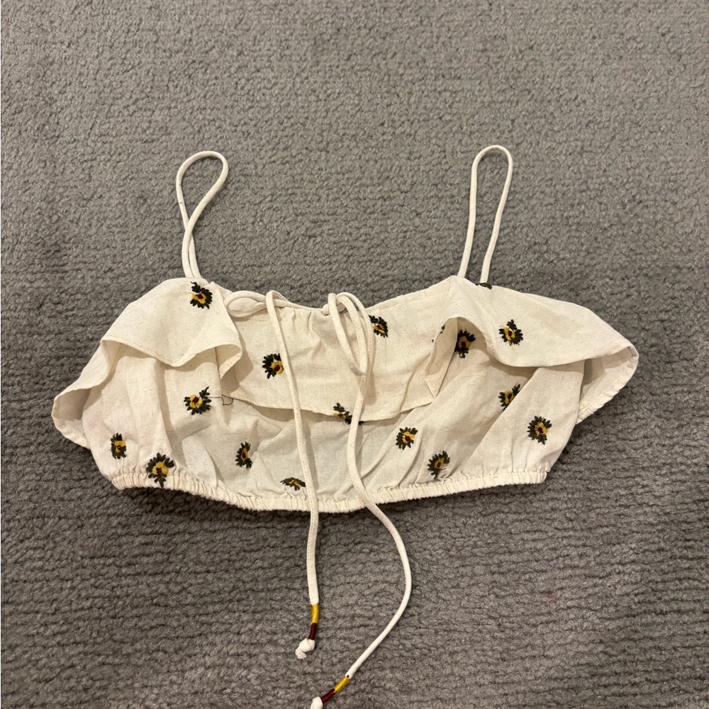 Floral Cream Convertible Crop Top/halter top